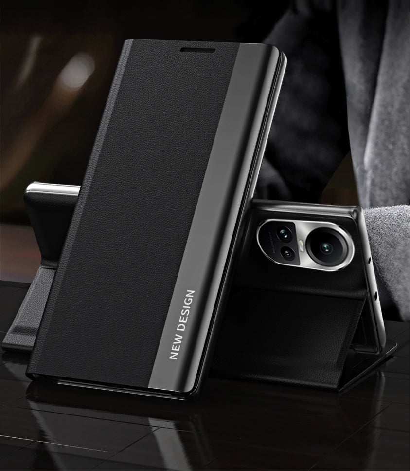black Oppo Reno 10 5G Flip Leather Case