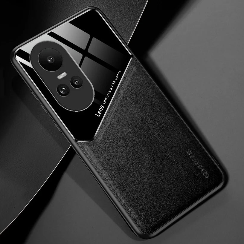 black Oppo Reno 10 5G luxury Generous® Leather Protective Back Case