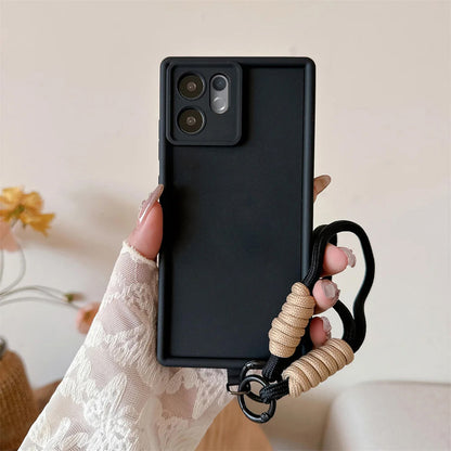 Vivo V60 5G Black phone case with a handle held by a hand against a neutral background