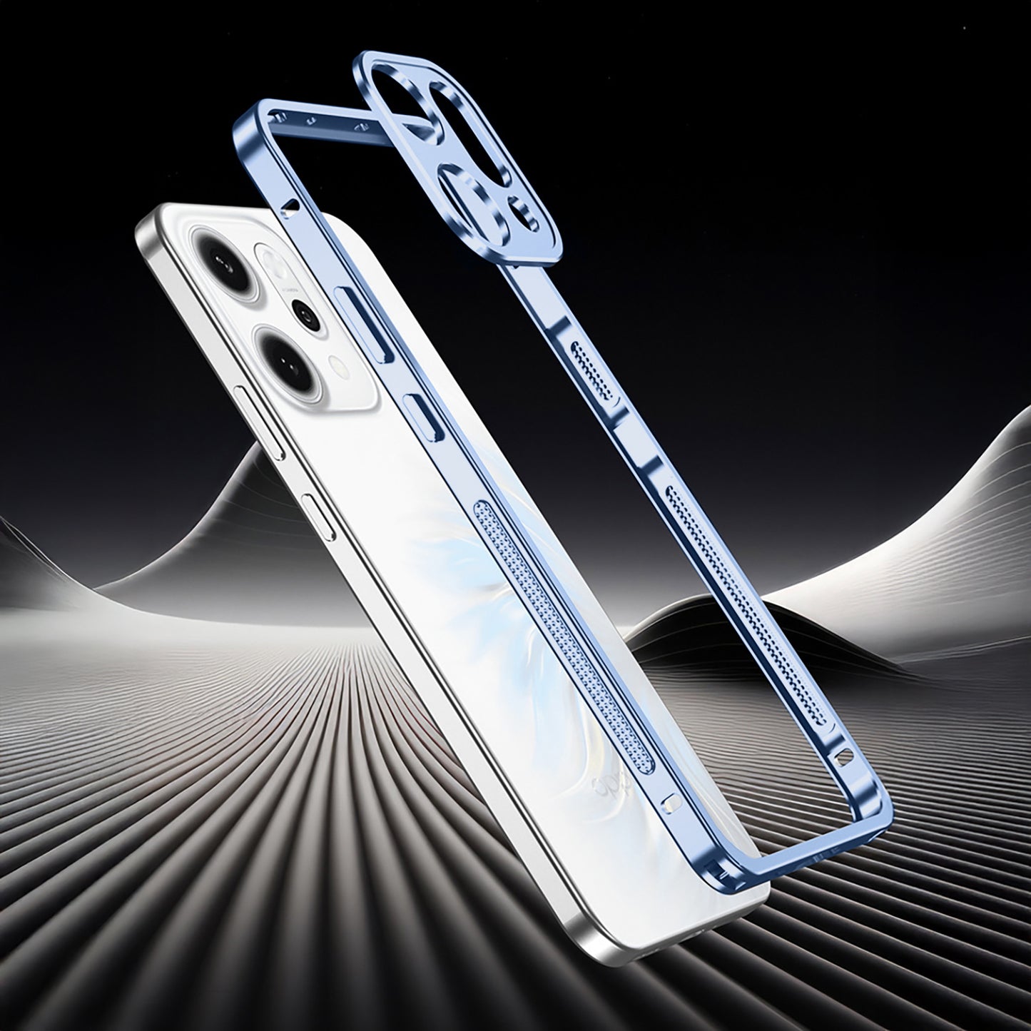 Oppo Reno 14 5G Phone case with reflective surface on a dark background