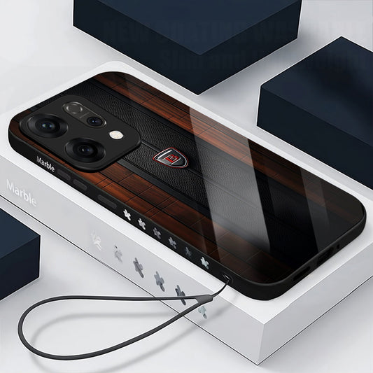 Oppo Reno14 5G Premium Acrylic Shockproof Glass Back Case (Carbon Oak)