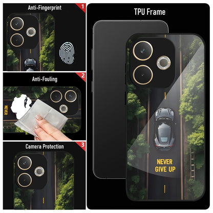 Oppo A5 Pro 5G Premium Acrylic Shockproof Glass Back Case (Never Give up)