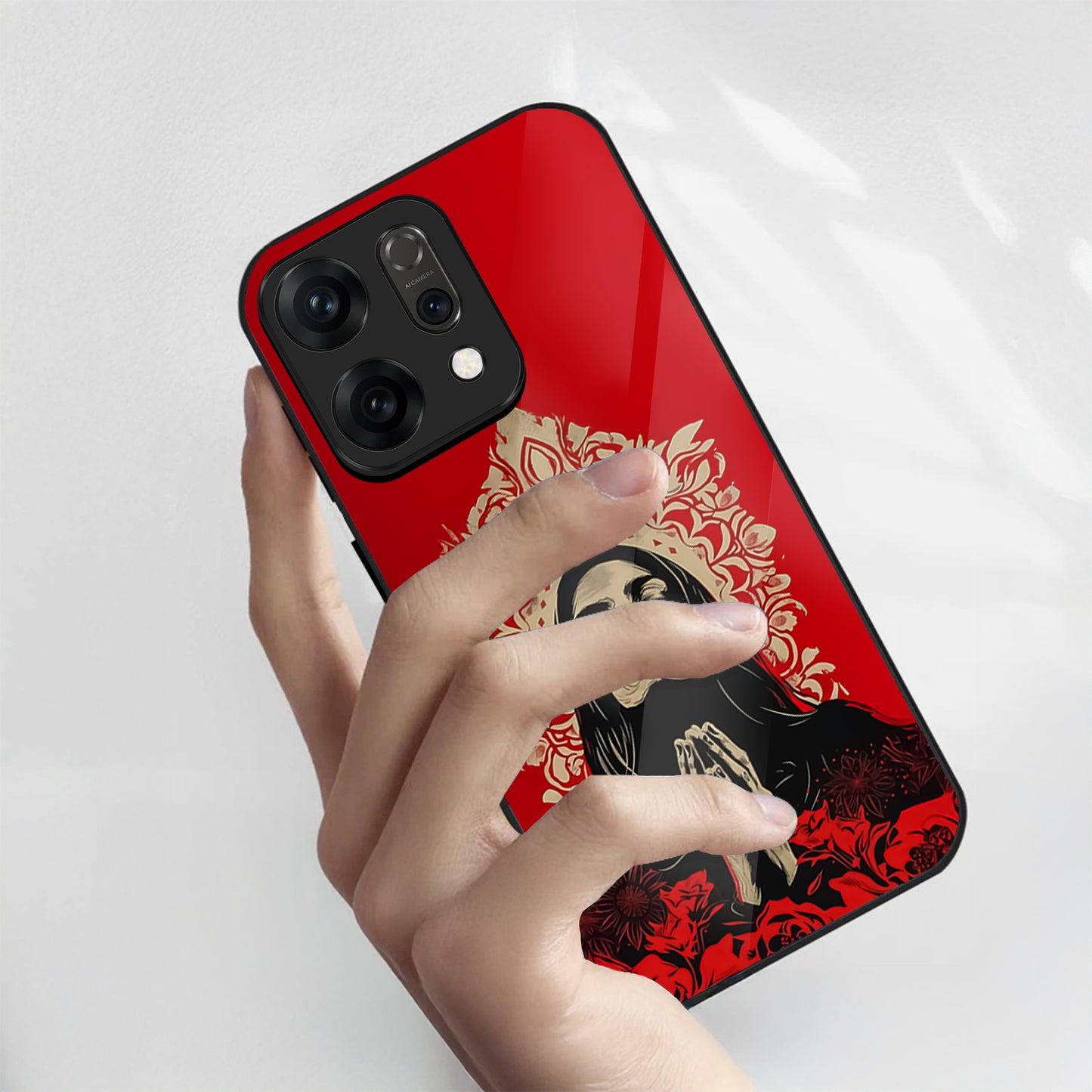 Oppo Reno 14 5G Red Divine Art Aesthetic Glass Case