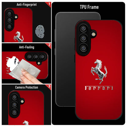 Samsung Galaxy A36 Premium Acrylic Shockproof Glass Back Case (Ferrari Passion)