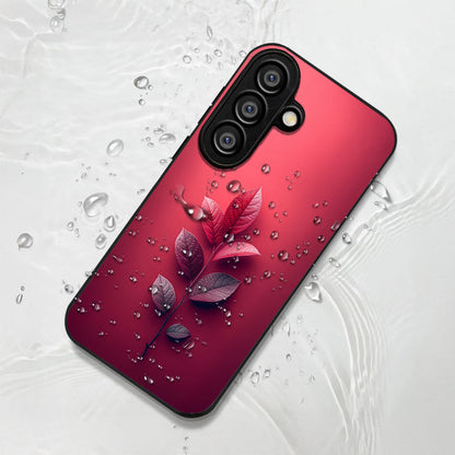Samsung Galaxy A56 Premium Acrylic Shockproof Glass Back Case (Pink Leaf)