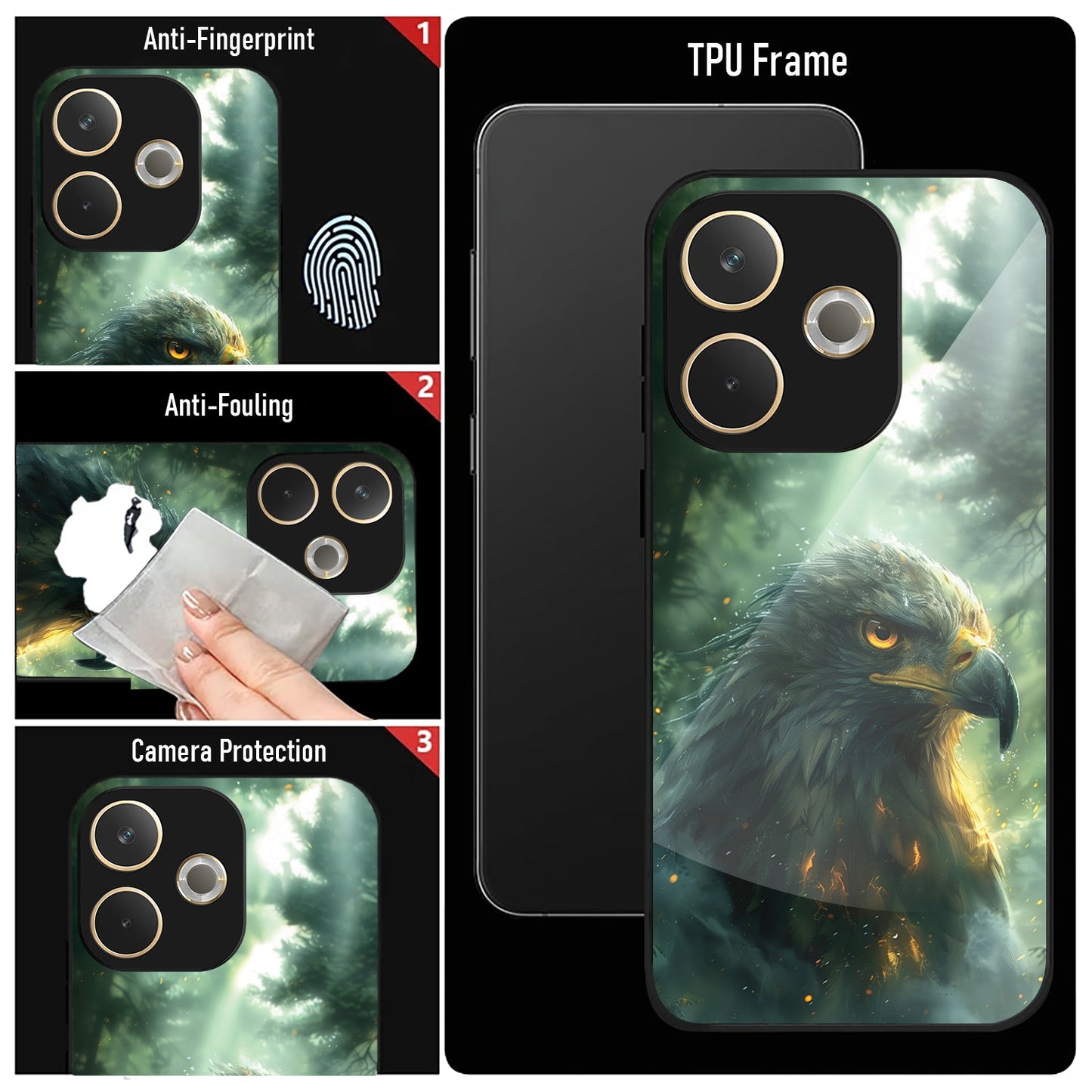Oppo A5 Pro 5G Premium Acrylic Shockproof Glass Back Case (Eagle Eye)
