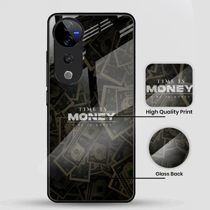 Vivo V40 Pro 5G Premium Acrylic Shockproof Glass Back Case (Time is Money)