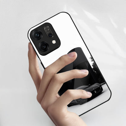 Oppo Reno 14 5G Premium Acrylic Shockproof Glass Back Case (monochrome Maserati)