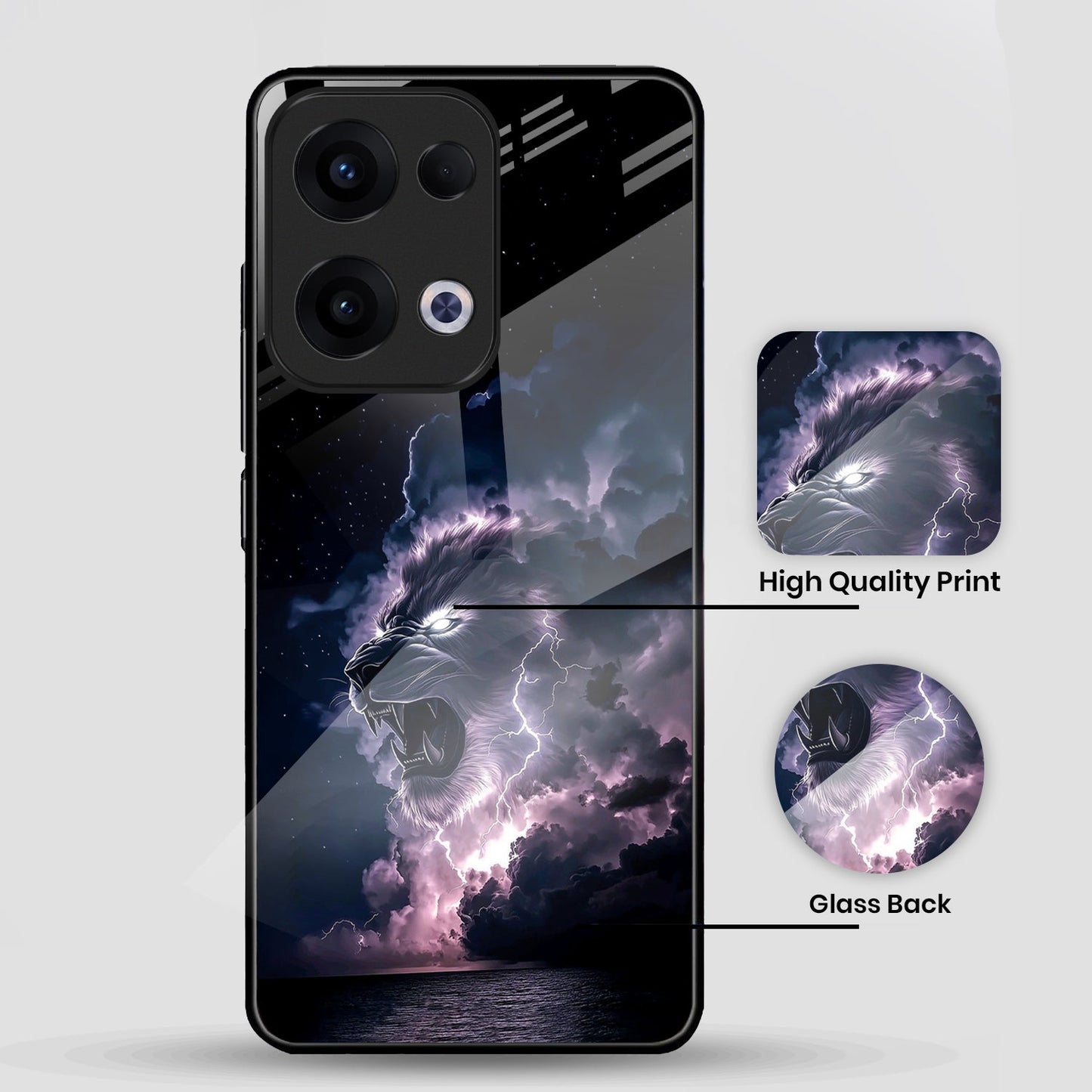 Oppo Reno 13 5G Premium Acrylic Shockproof Glass Back Case (Sky Roar)