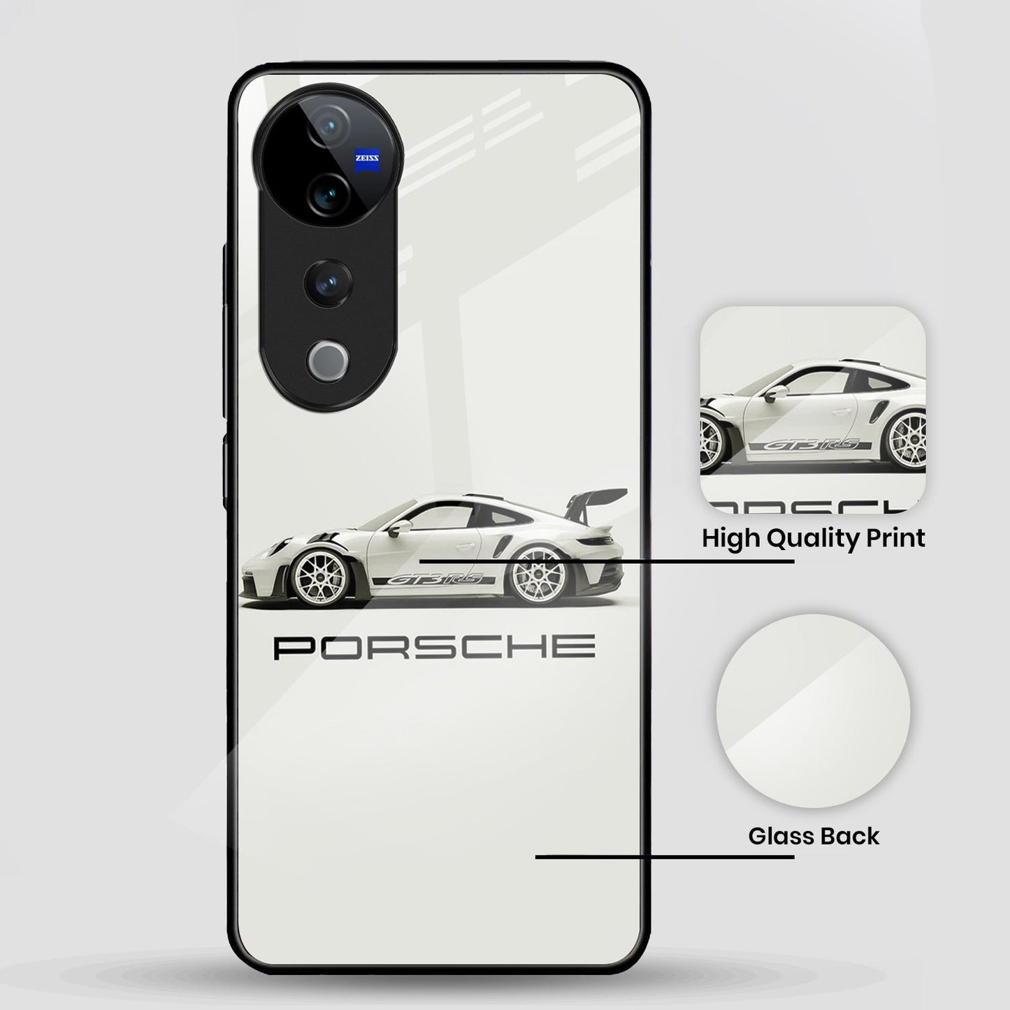 Vivo V40 Pro 5G Premium Acrylic Shockproof Glass Back Case (Drive Porsche)