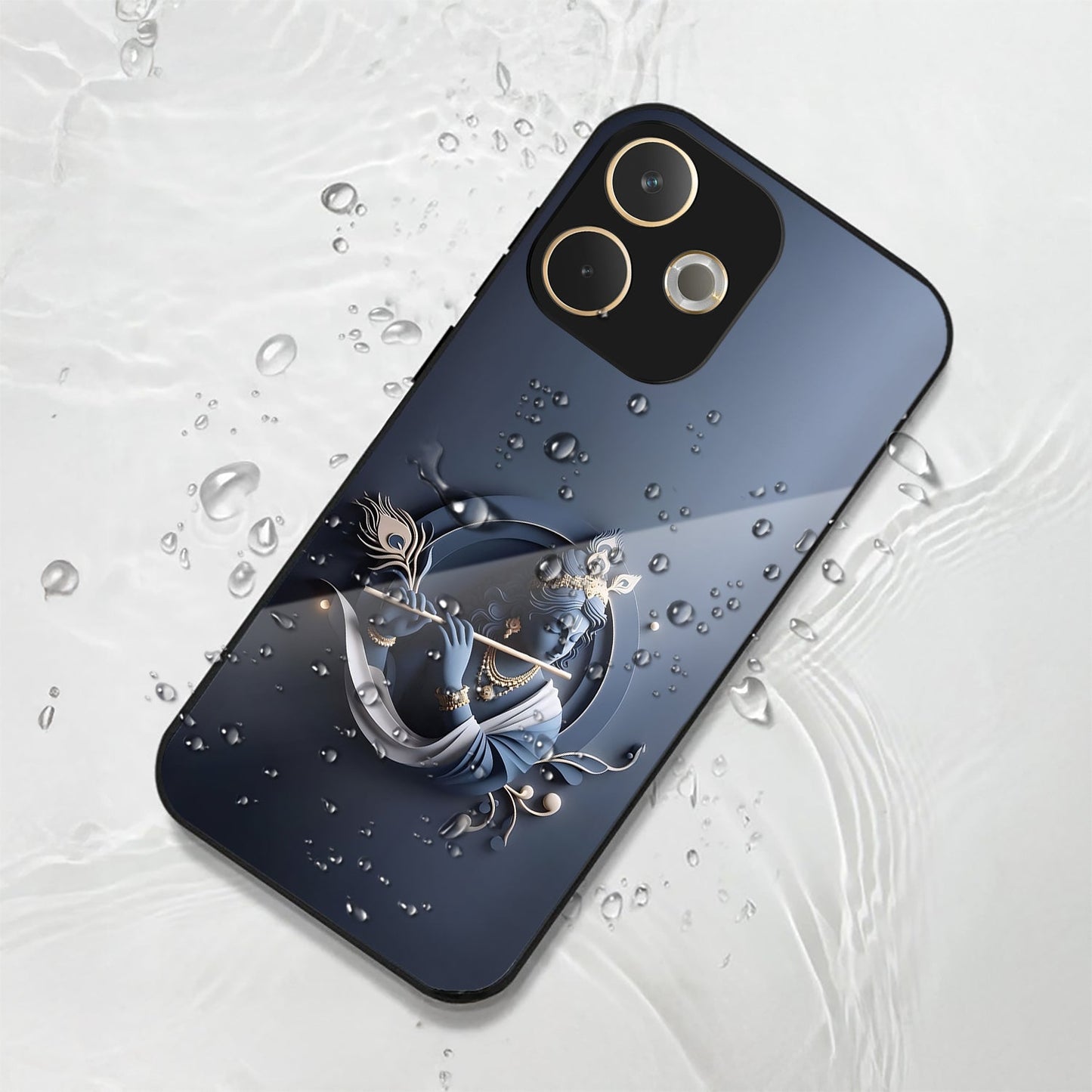 Oppo A5 Pro 5G Premium Acrylic Shockproof Glass Back Case (Midnight Krishna)