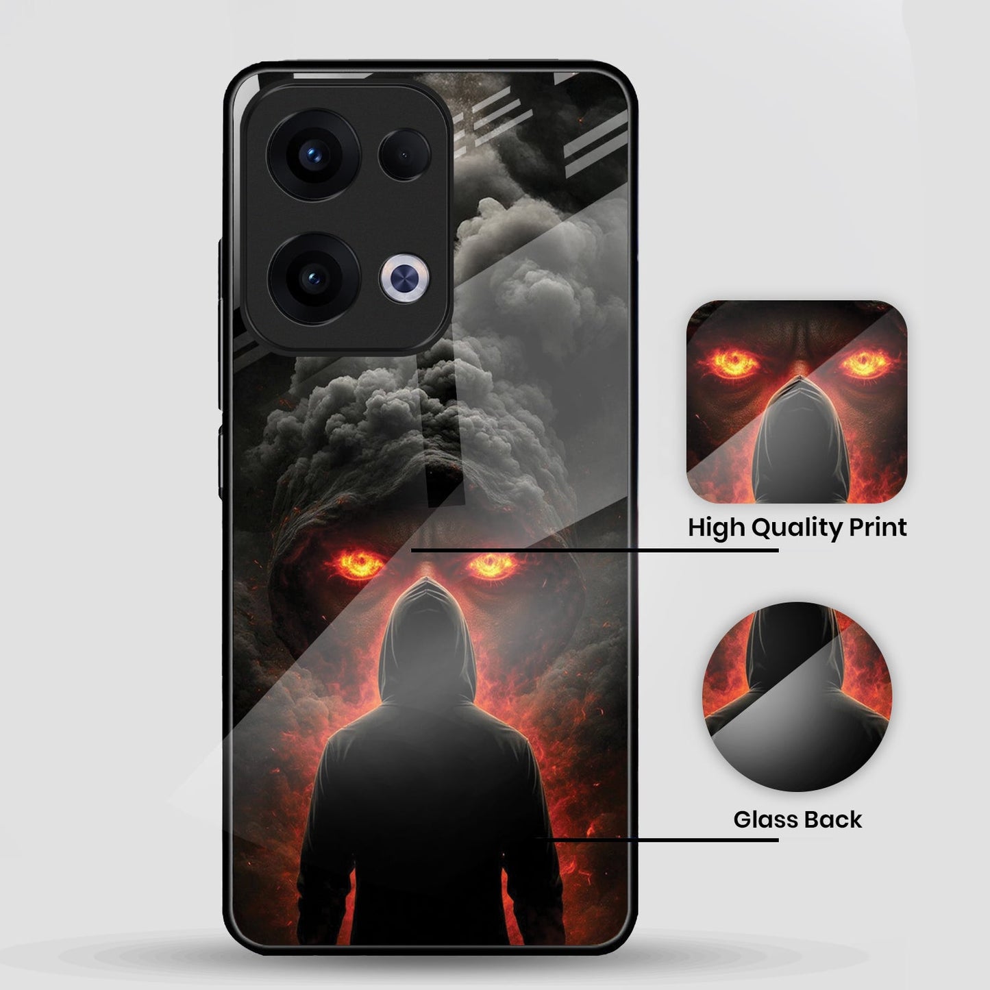 Oppo Reno 13 5G Premium Acrylic Shockproof Glass Back Case (Nightmare)