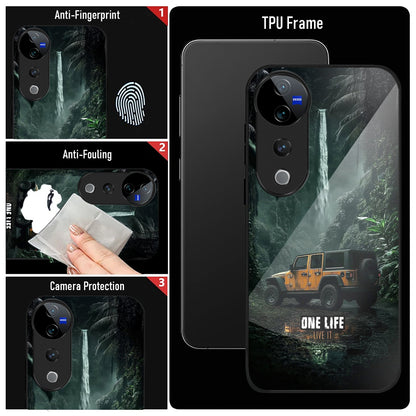 Vivo V40 Pro 5G Premium Acrylic Shockproof Glass Back Case (Jeep Case)