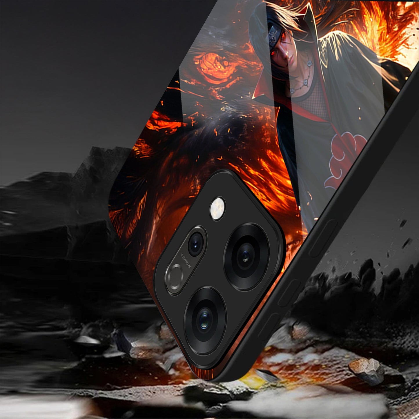 Oppo Reno 14 5G Premium Acrylic Shockproof Glass Back Case (Itachi Soul)