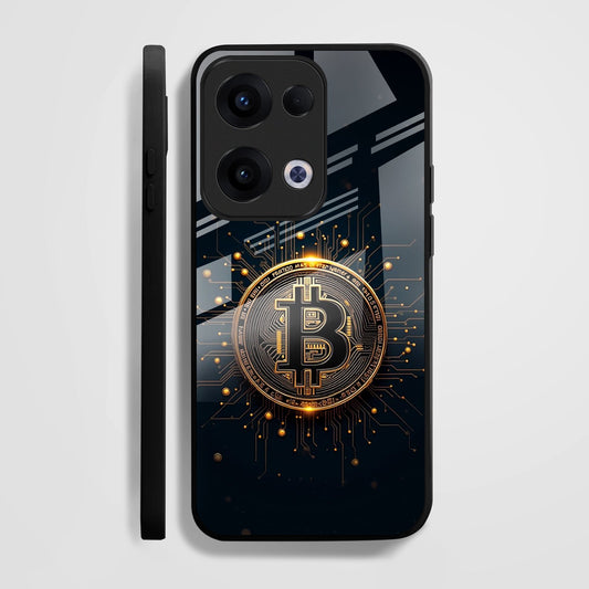 Oppo Reno 13 5G Premium Acrylic Shockproof Glass Back Case (Bitcoin)