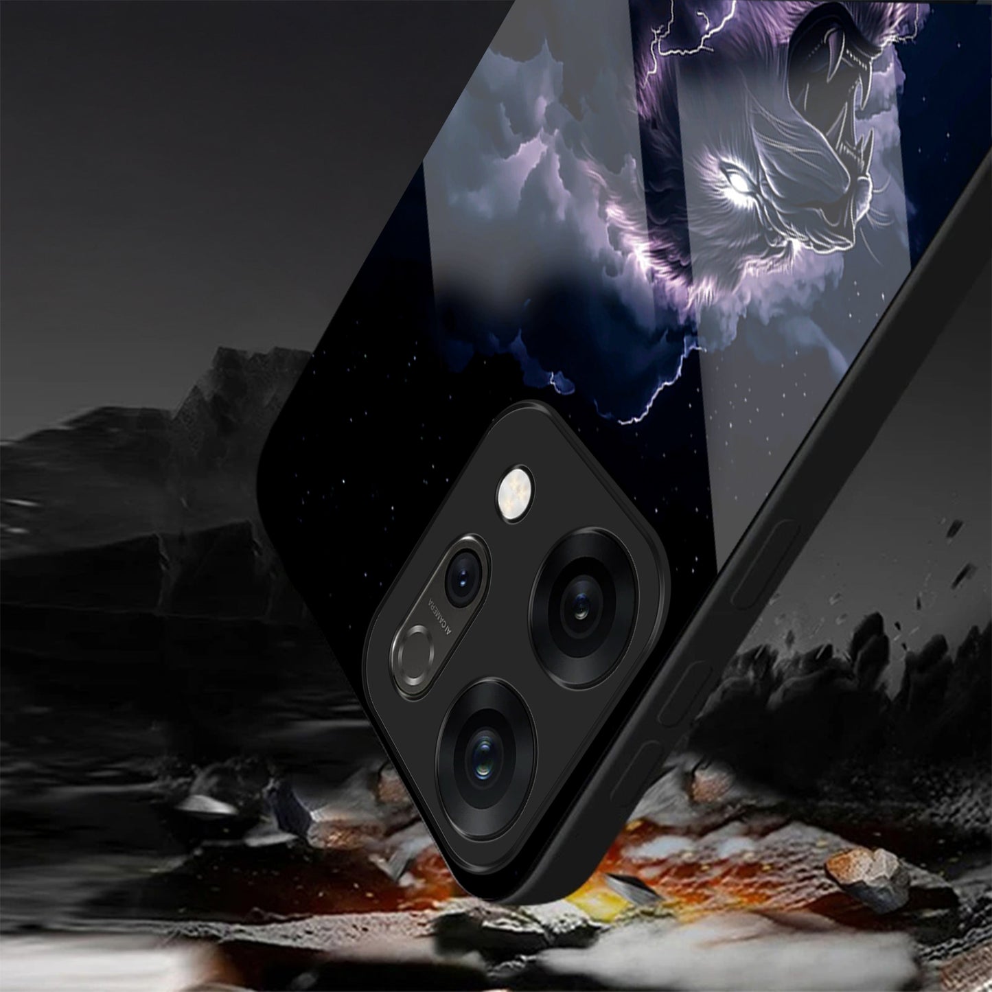 Oppo Reno 14 5G Premium Acrylic Shockproof Glass Back Case (Storm King)
