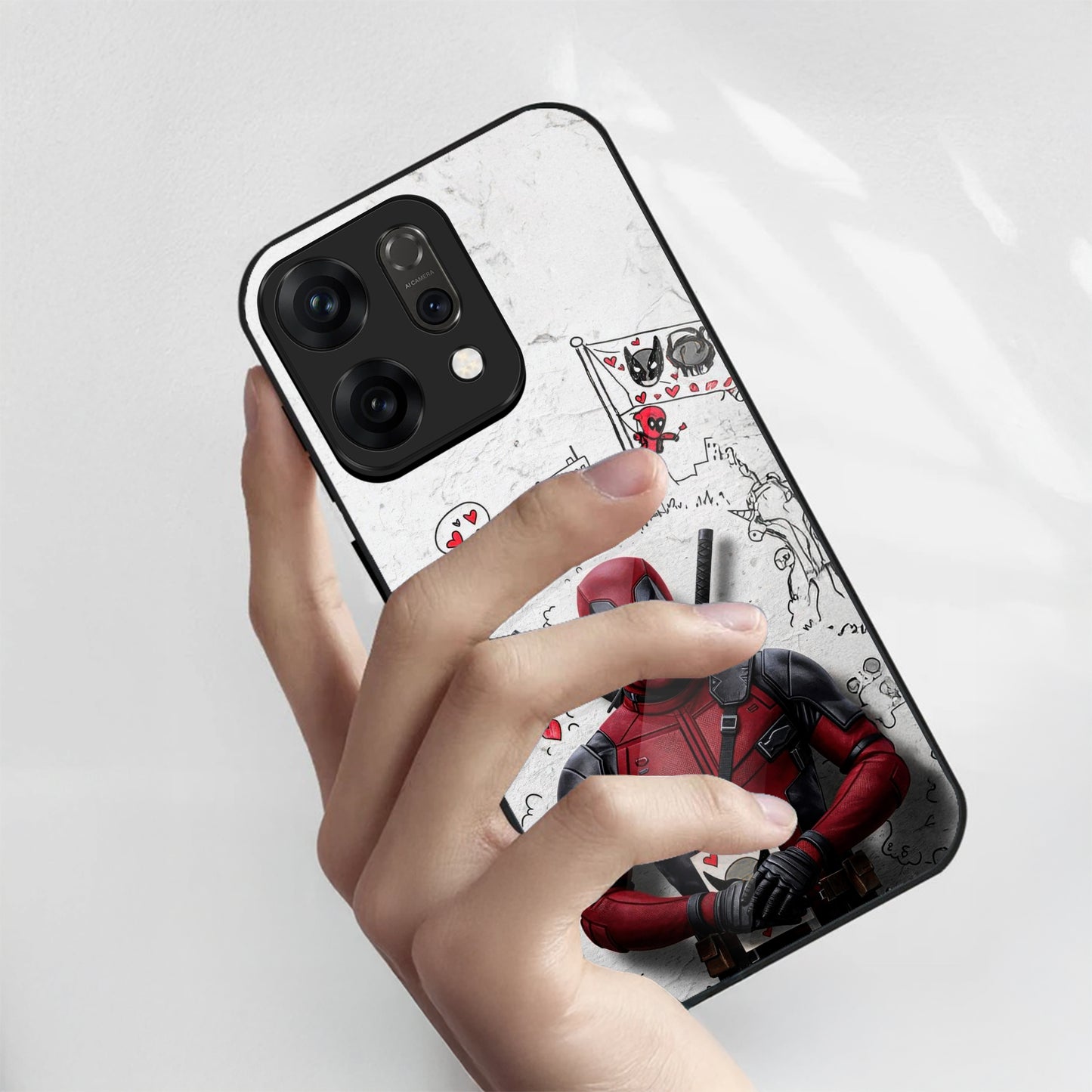 Oppo Reno 14 5G Deadpool Comic Character Design Aesthetic Glass Case