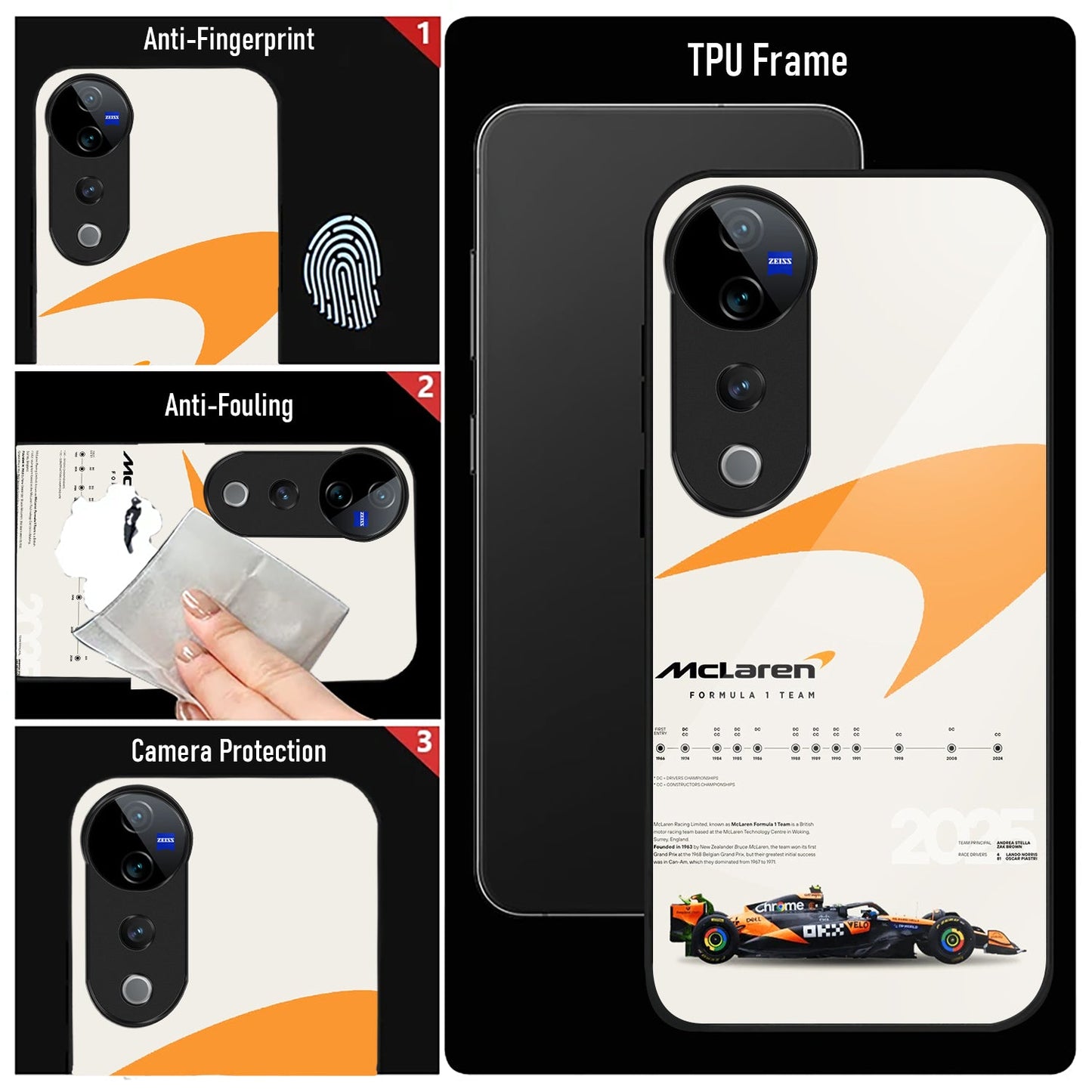 Vivo V40 Pro 5G Premium Acrylic Shockproof Glass Back Case (McLaren Case)