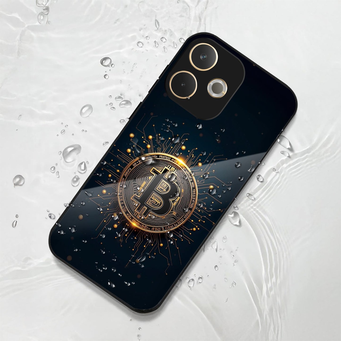 Oppo A5 Pro 5G Premium Acrylic Shockproof Glass Back Case (Bitcoin)