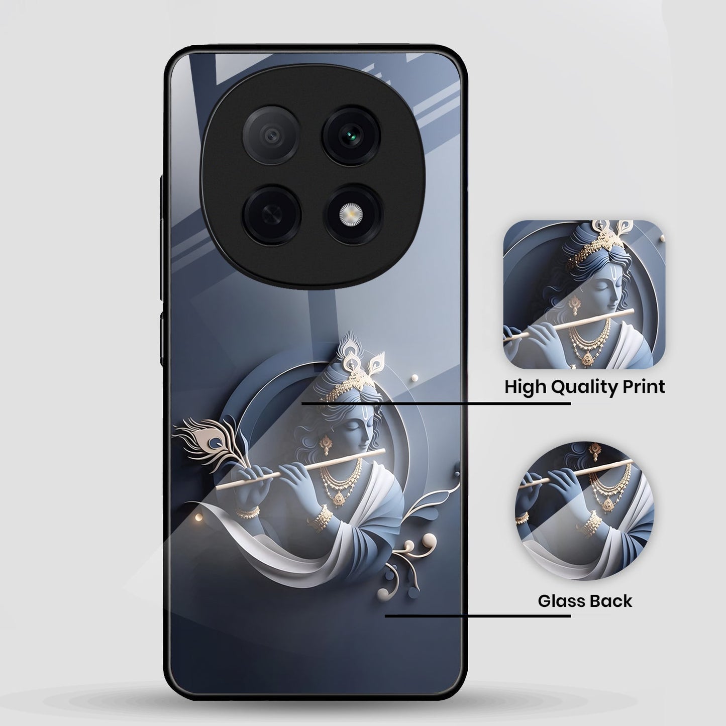 OPPO F29 Pro 5G Premium Acrylic Shockproof Glass Back Case (Load Krishna)
