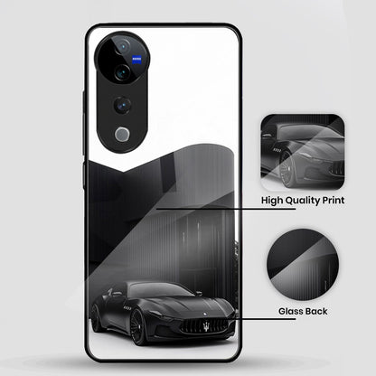 Vivo V40 Pro 5G Premium Acrylic Shockproof Glass Back Case ( Monochrome Maserati )