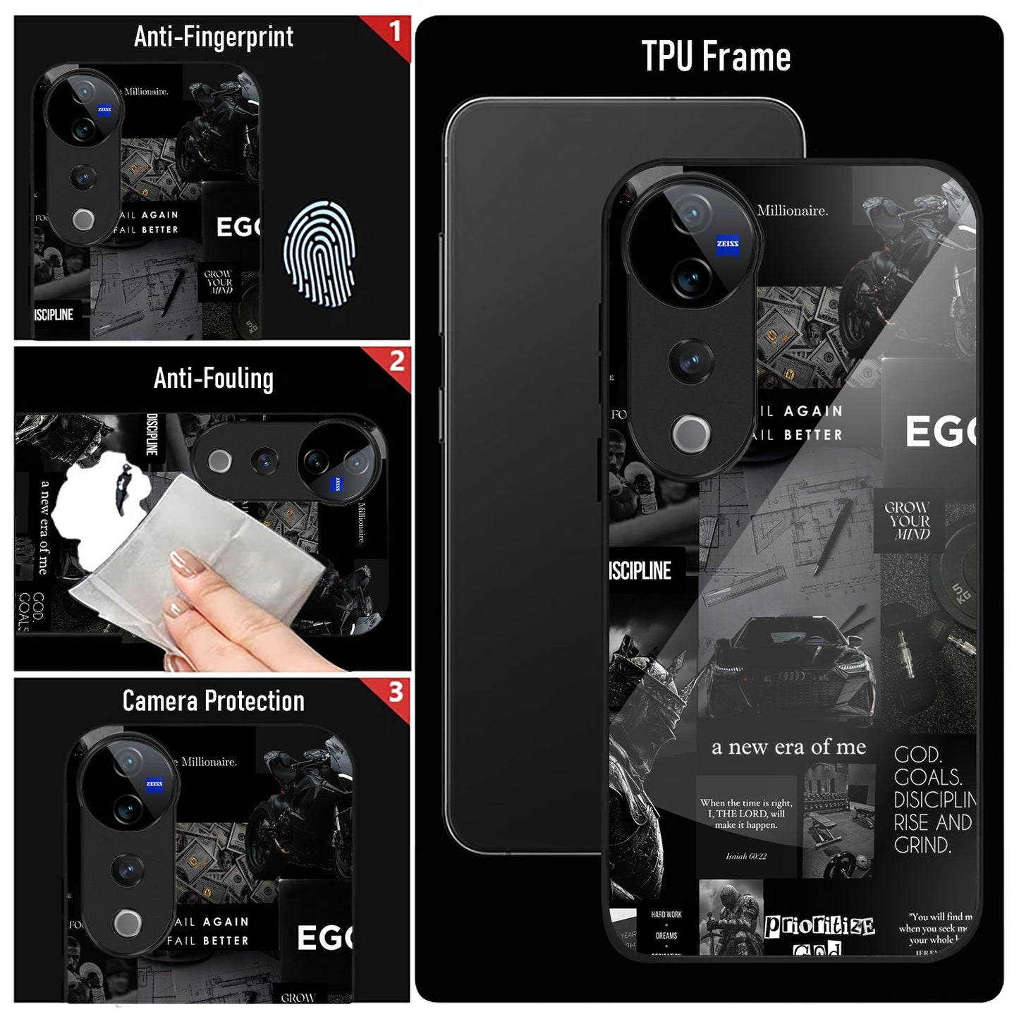 Vivo V40 Pro 5G Premium Acrylic Shockproof Glass Back Case (New Era)