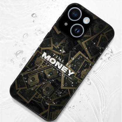 iPhone 14 Premium Acrylic Shockproof Glass Back Case (Time Is Money)