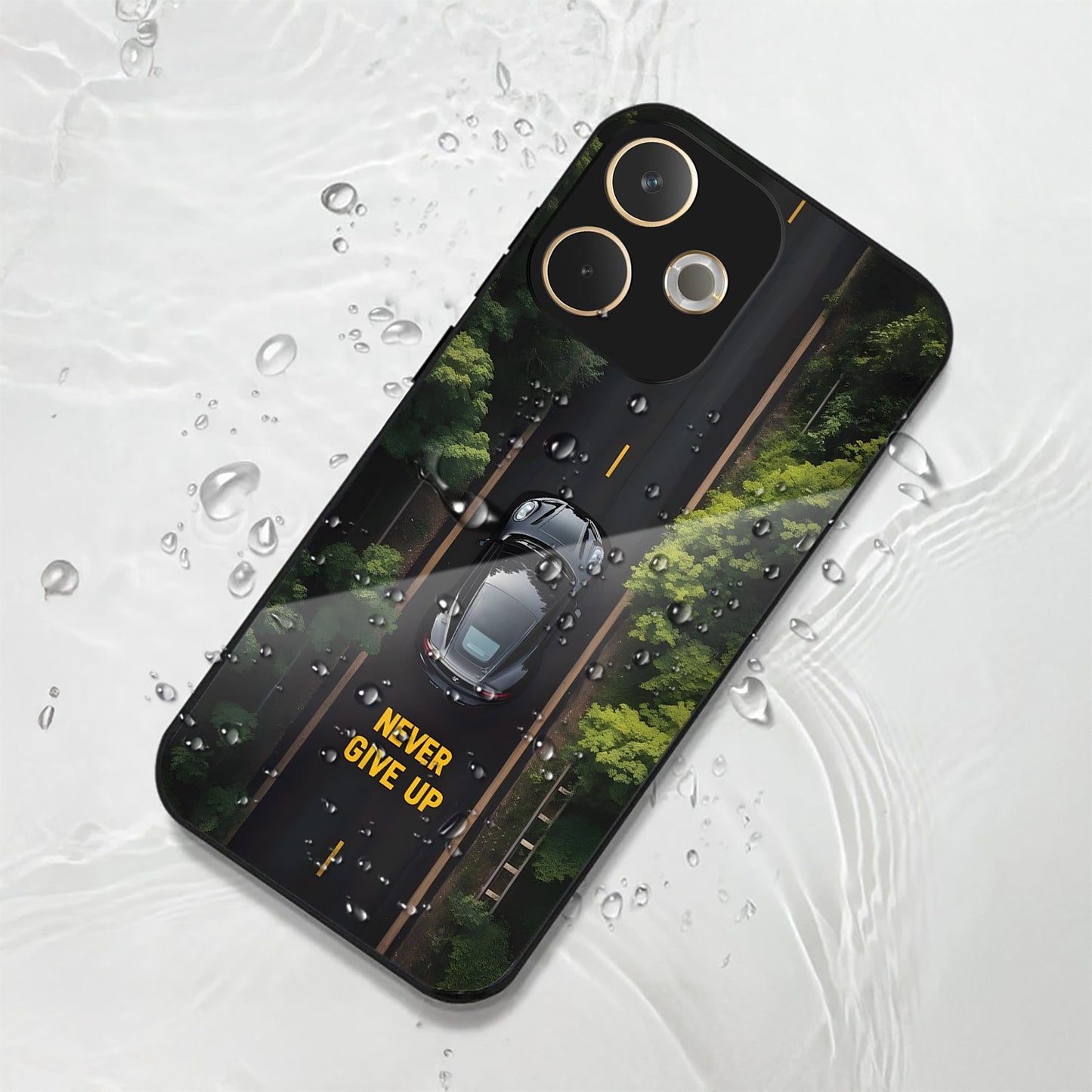 Oppo A5 Pro 5G Premium Acrylic Shockproof Glass Back Case (Never Give up)