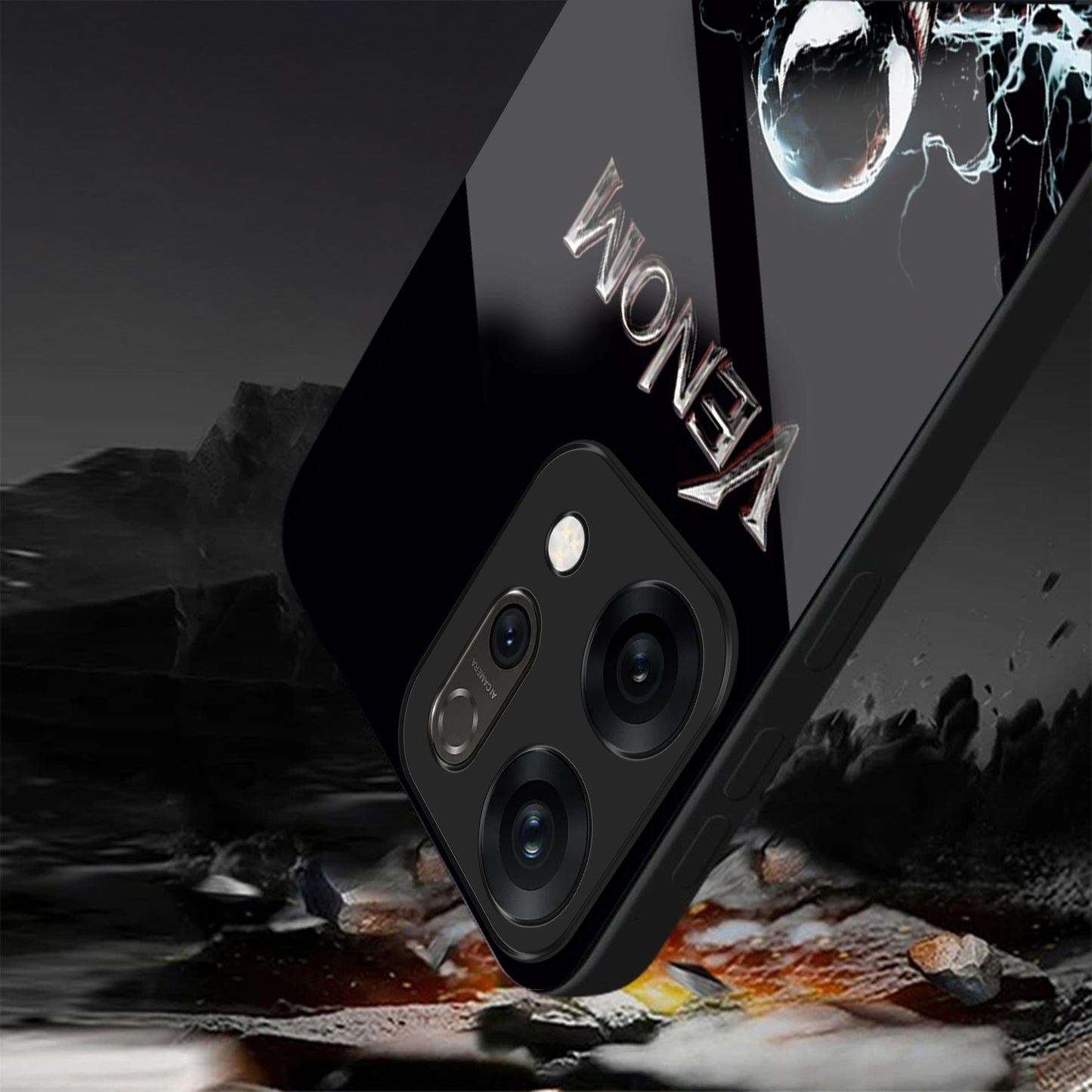 Oppo Reno 14 5G Premium Acrylic Shockproof Glass Back Case (Venom)