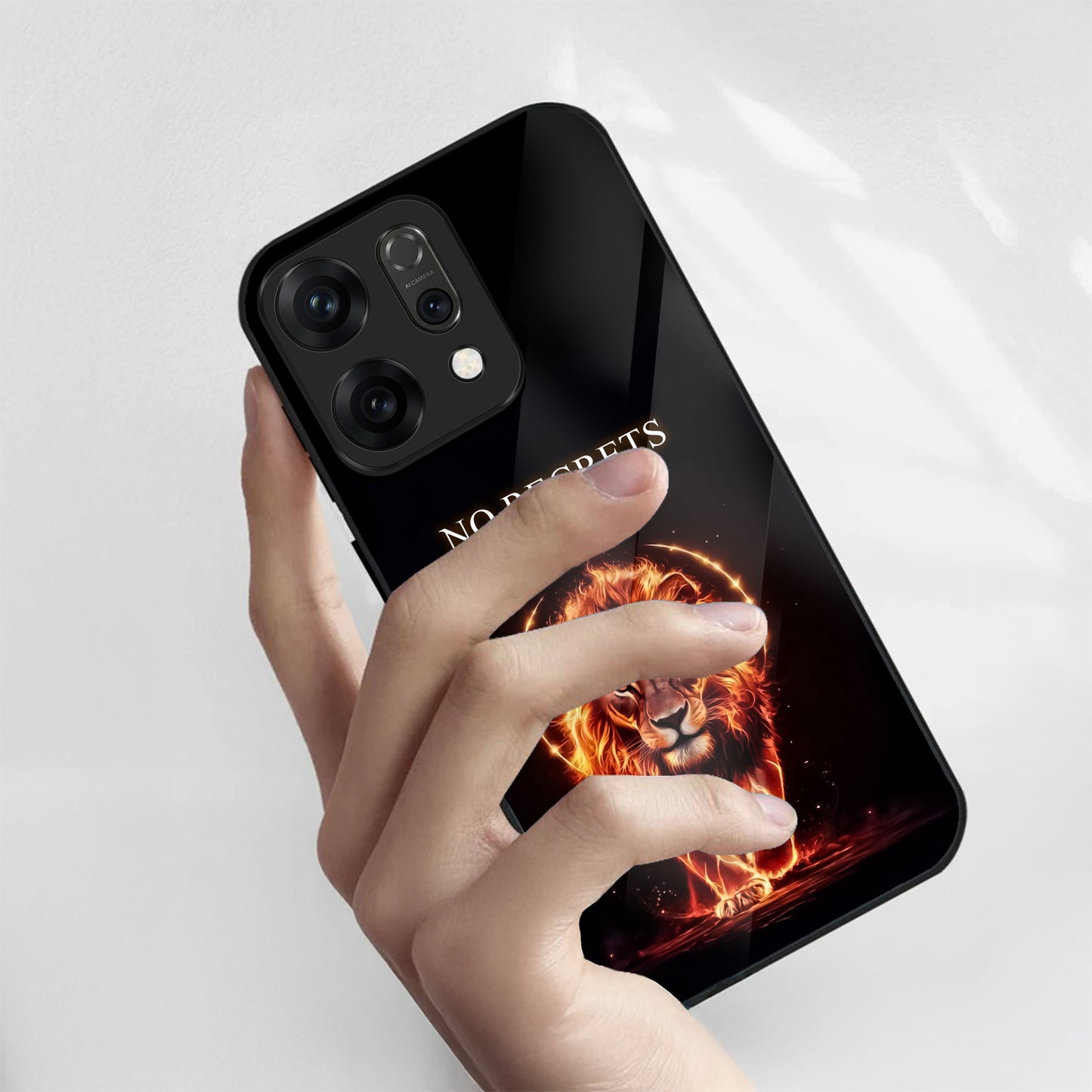 Oppo Reno 14 5G No Regrets Lion Aesthetic Glass Case