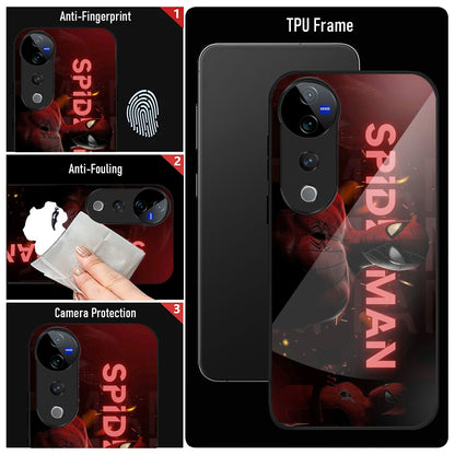 Vivo V40 Pro 5G Premium Acrylic Shockproof Glass Back Case (Red Spiderman)