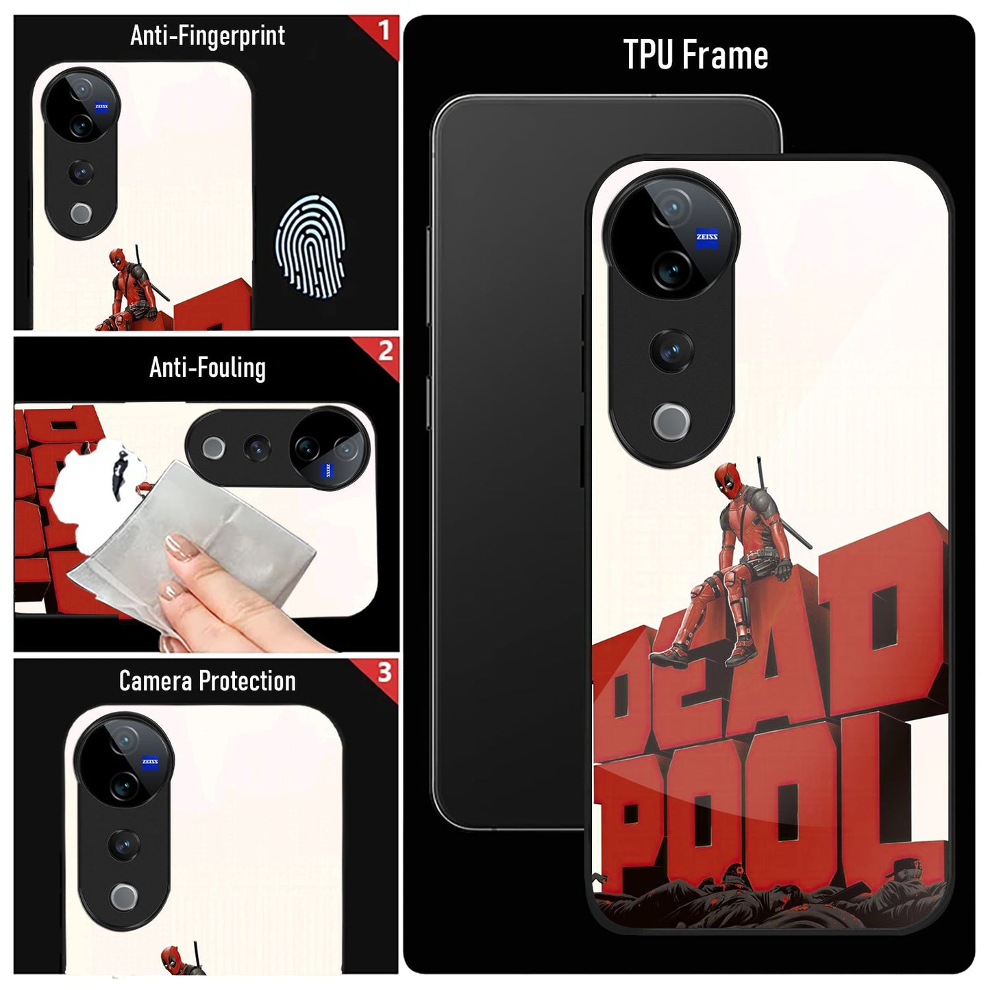 Vivo V40 Pro 5G Premium Acrylic Shockproof Glass Back Case (Deadpool Case)