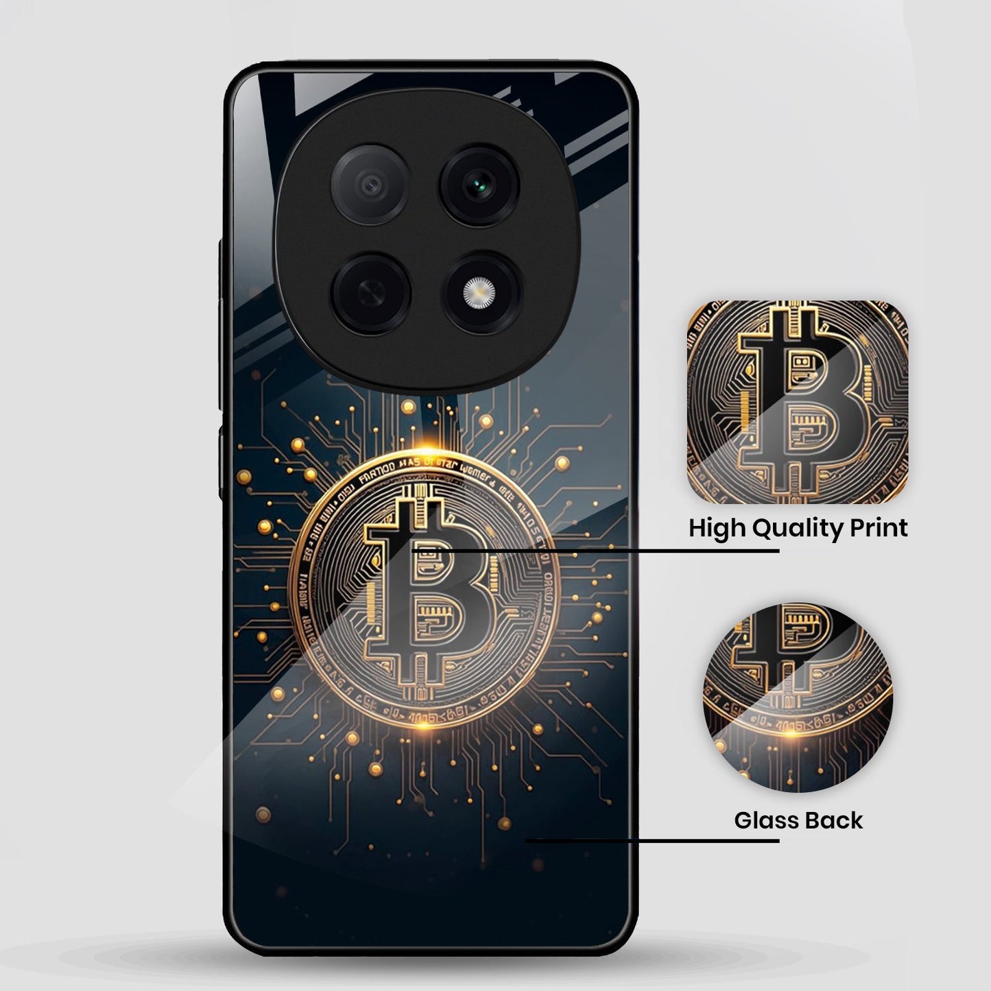 OPPO F29 Pro 5G Premium Acrylic Shockproof Glass Back Case (Bitcoin)