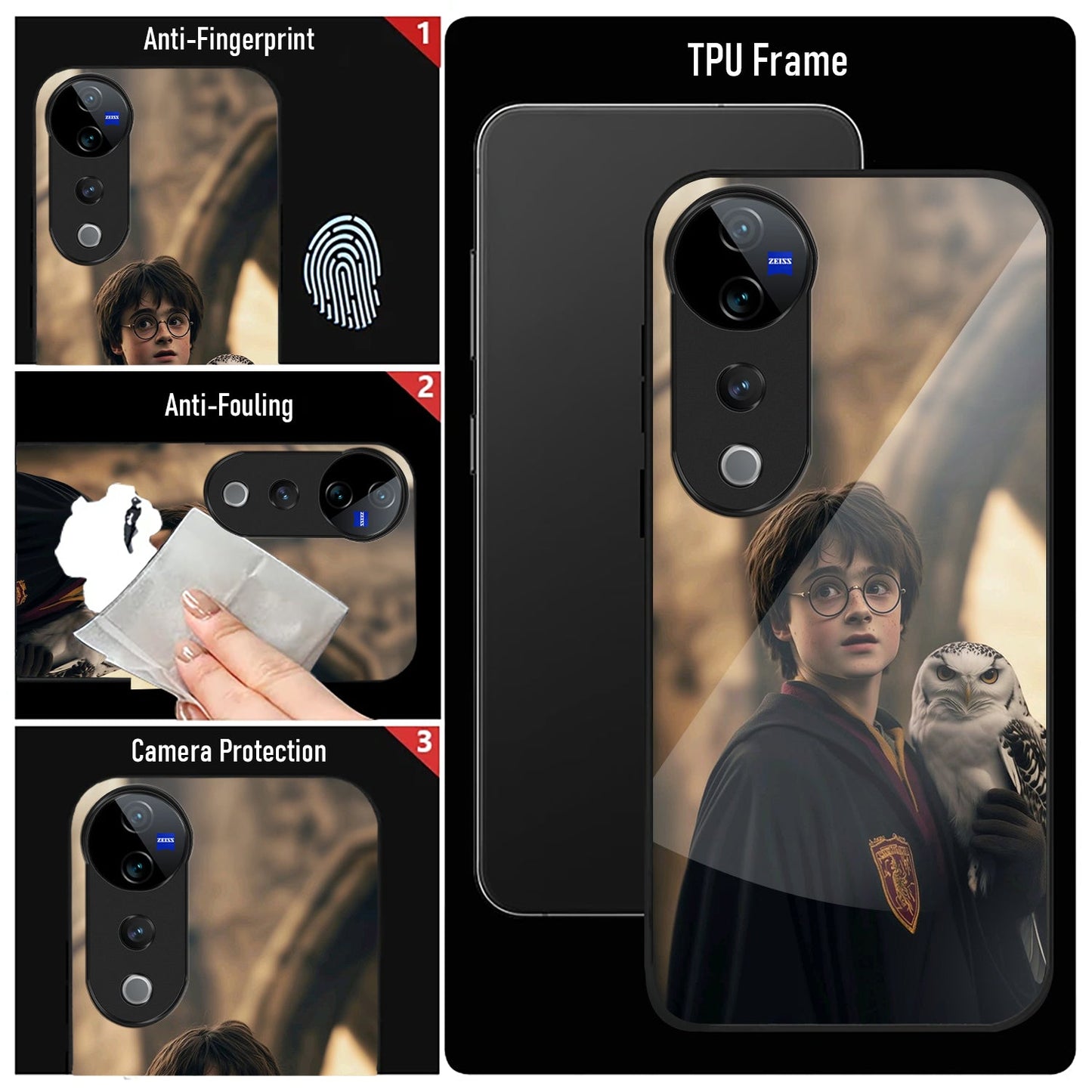 Vivo V40 Pro 5G Premium Acrylic Shockproof Glass Back Case (Harry)