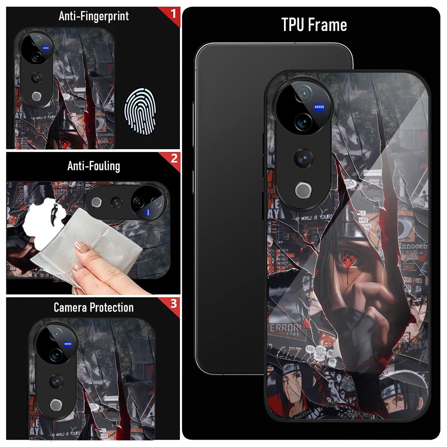 Vivo V40 Pro 5G Premium Acrylic Shockproof Glass Back Case (Dark Reflection)
