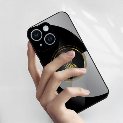 iPhone 14 Premium Acrylic Shockproof Glass Back Case (Satyamev Noir)