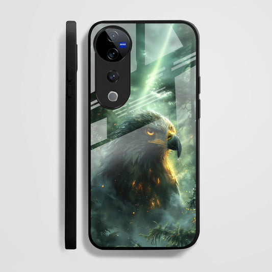 Vivo V40 Pro 5G Premium Acrylic Shockproof Glass Back Case ( Storm Eagle)