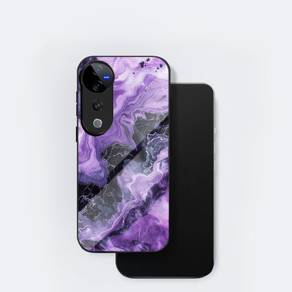 Vivo V40 Pro 5G Premium Acrylic Shockproof Glass Back Case (Purple Chaos)