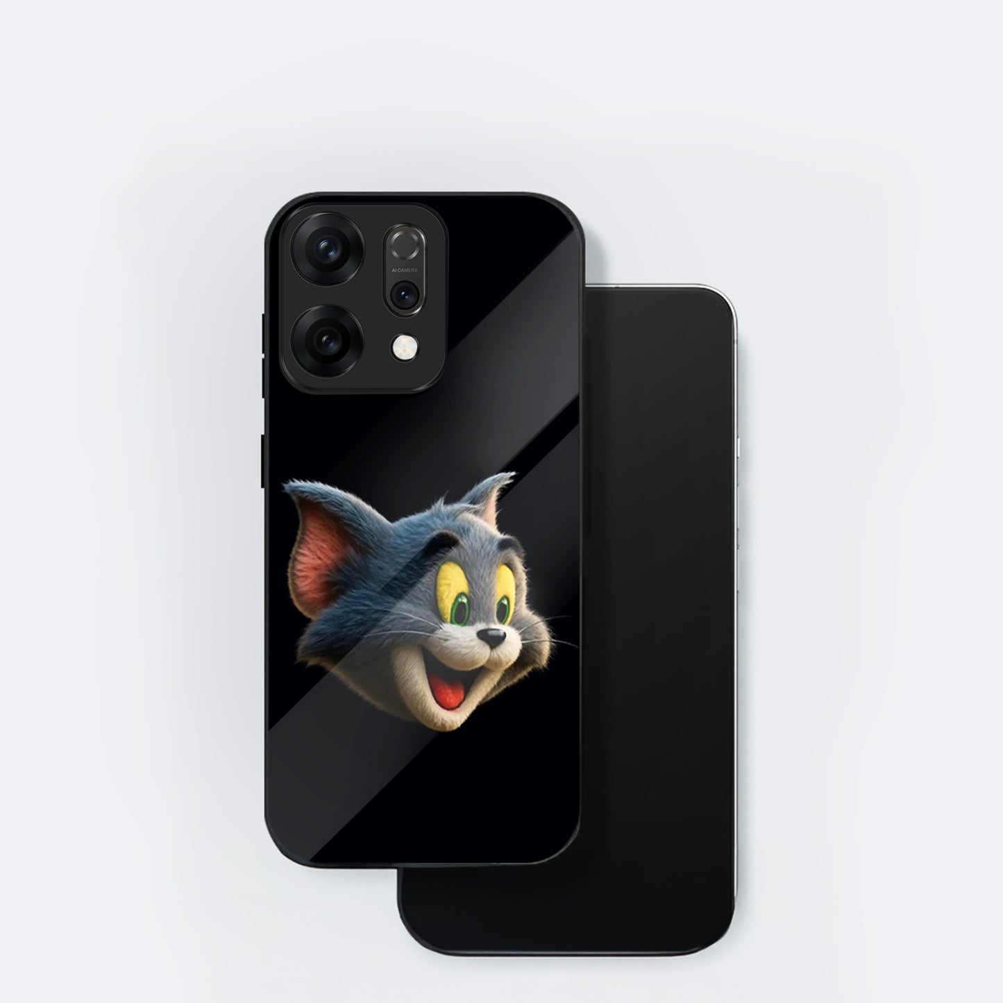 Oppo Reno 14 5G Smiling Tom Cartoon Design Aesthetic Glass Case