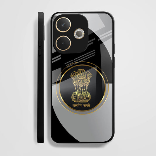 Oppo A5 Pro 5G Premium Acrylic Shockproof Glass Back Case (Satya mev jayate)