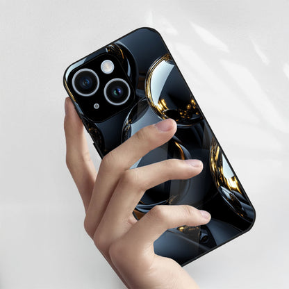 iPhone 14 Premium Acrylic Shockproof Glass Back Case (Mirror Spheres)