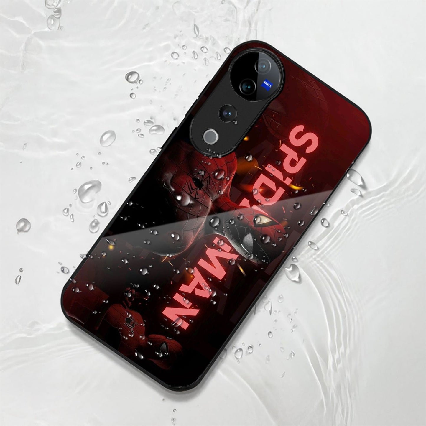 Vivo V40 Pro 5G Premium Acrylic Shockproof Glass Back Case (Red Spiderman)