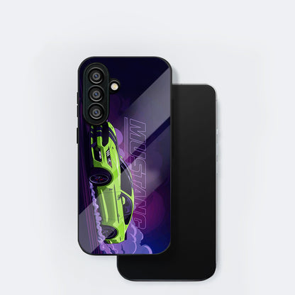 Samsung Galaxy A36 Premium Acrylic Shockproof Glass Back Case (Neon Mustang)