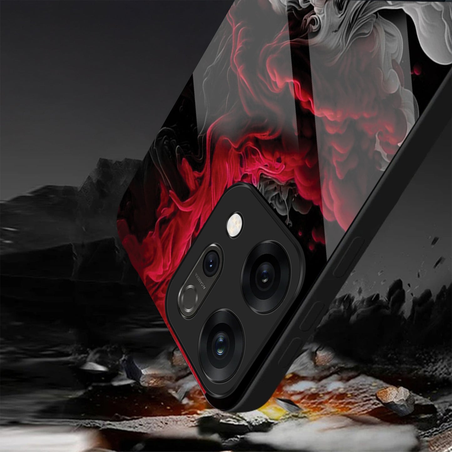 Oppo Reno 14 5G Premium Acrylic Shockproof Glass Back Case (Infernal Drift)