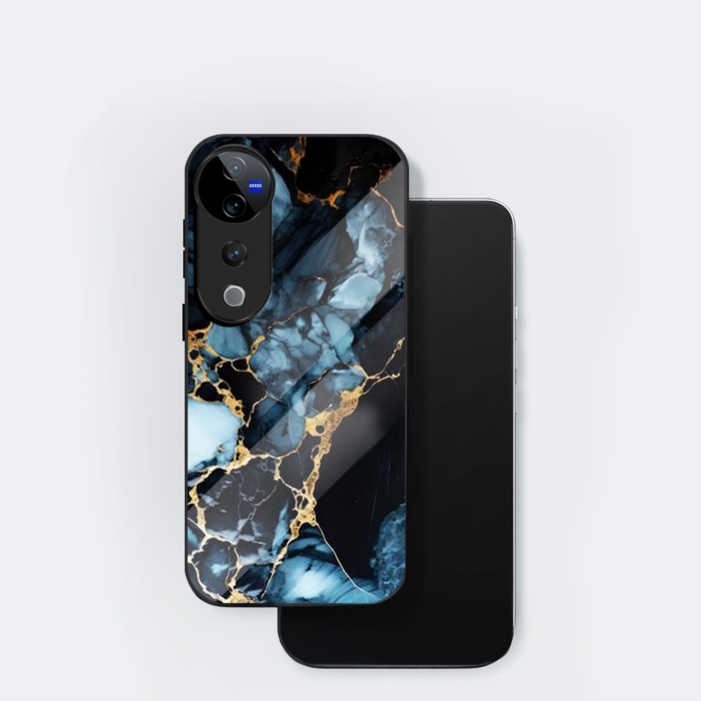 Vivo V40 Pro 5G Premium Acrylic Shockproof Glass Back Case (Blue Marble)