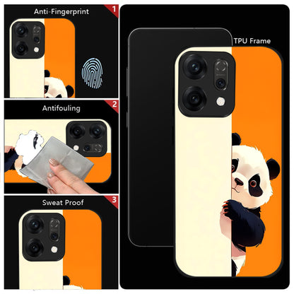 Oppo Reno 14 5G Cute Panda Peek Aesthetic Glass Case