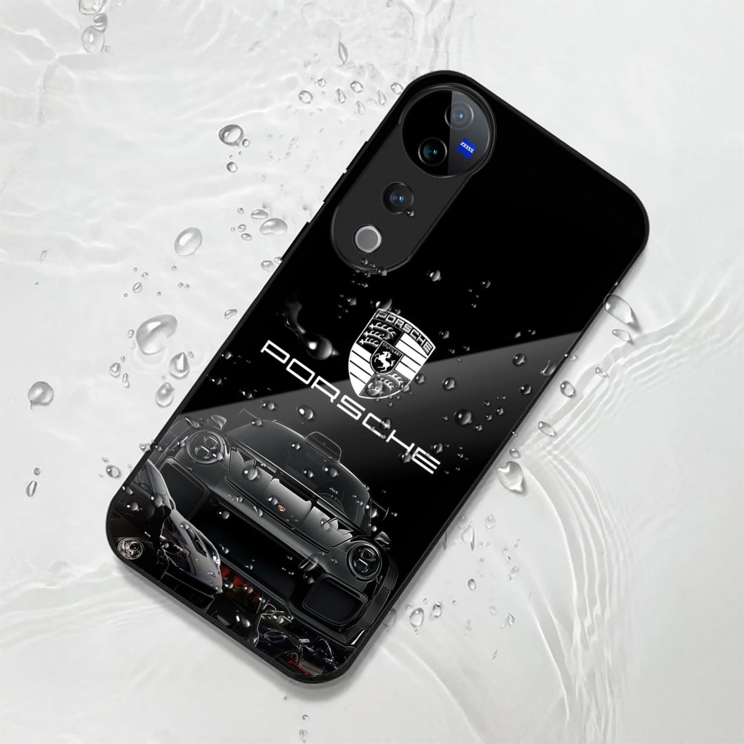 Vivo V40 Pro 5G Premium Acrylic Shockproof Glass Back Case (Black Porsche)