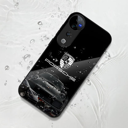 Vivo V40 Pro 5G Premium Acrylic Shockproof Glass Back Case (Black Porsche)