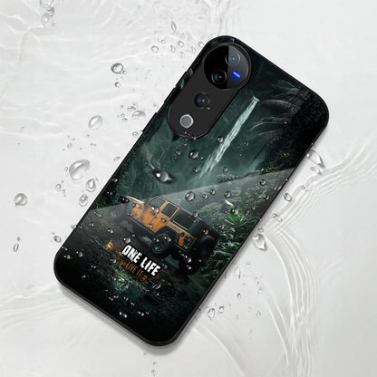 Vivo V40 Pro 5G Premium Acrylic Shockproof Glass Back Case (Jeep Case)