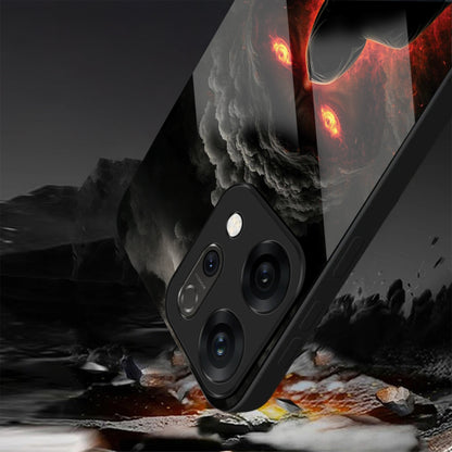 Oppo Reno 14 5G Premium Acrylic Shockproof Glass Back Case (Dark Flame)